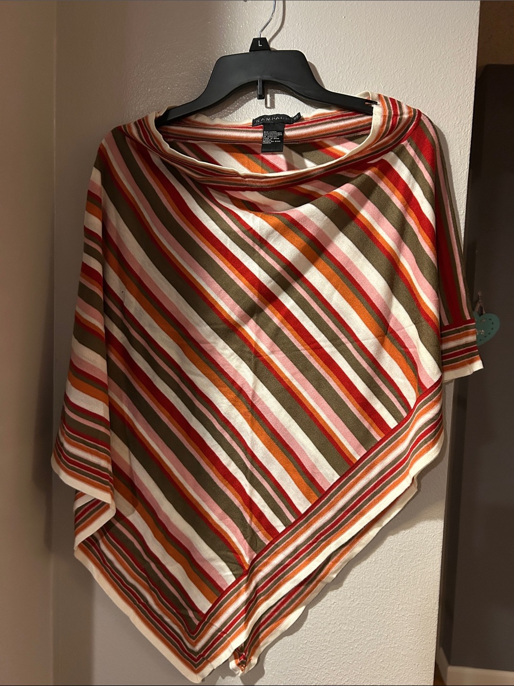 Vintage Rampage asymmetrical striped knit poncho top